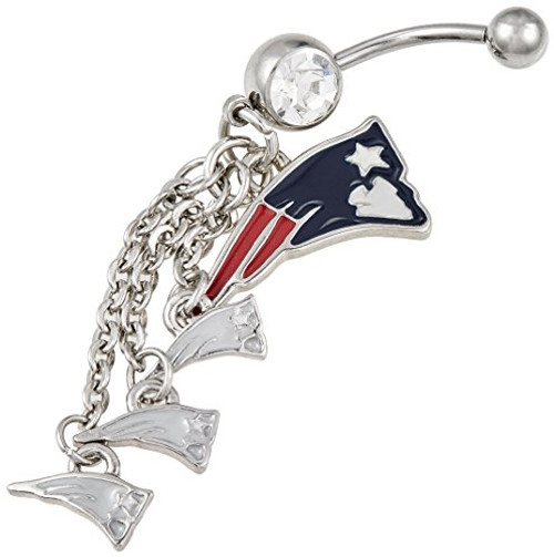 NFL Siskiyou Sports Womens New England Patriots Dangle Charm Navel Ring One Size Team Color NFL Siskiyou Sports Womens New England Patriots Dangle Charm Navel Ring One Size Team Color