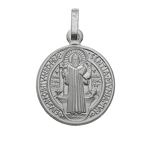 925 Sterling Silver Saint Benedict Charm Pendant Made in Italy 20mm Diameter