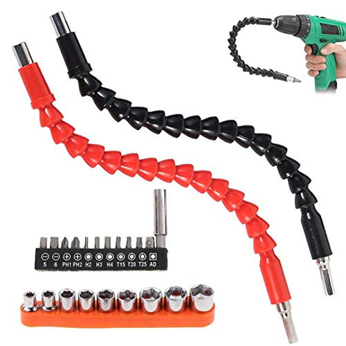 Flexible Drill Bit Extension Kit 23pcs Bendable Drill Bit Extension116 Flexible Drill Adapter Screwdriver Bit Holder DIY Tools Accessories with Drill Bit Set