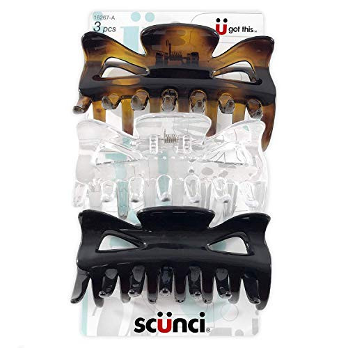 Scunci Effortless Beauty Basic Jaw Clips Assorted Colors 3Count