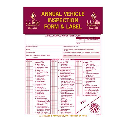 JJ Keller 471 Annual Vehicle Inspection Report and Label