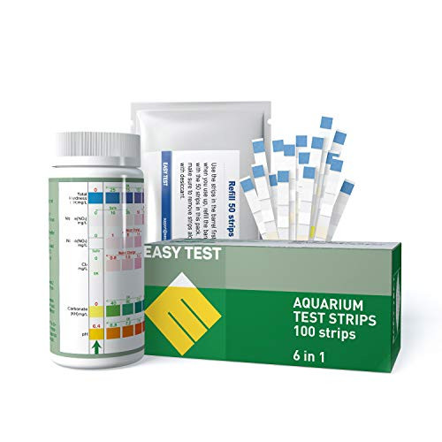 EASYTEST 6Way Aquarium Test Strips for FreshSalt Water Fast and Accurate Quality Testing for Nitrate Nitrite General Hardness Free Chlorine PH Carbonate 100 Counts