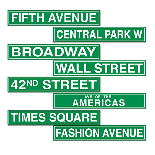 Beistle S50094AZ3 New York City Street Sign Cutouts, Green/White