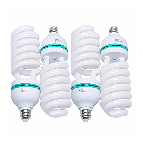 Graphy 4 Pack 150W Photography Compact Fluorescent CFL Daylight Balanced Bulb with 5500K Color Temperature for Photography  Video Studio Lighting