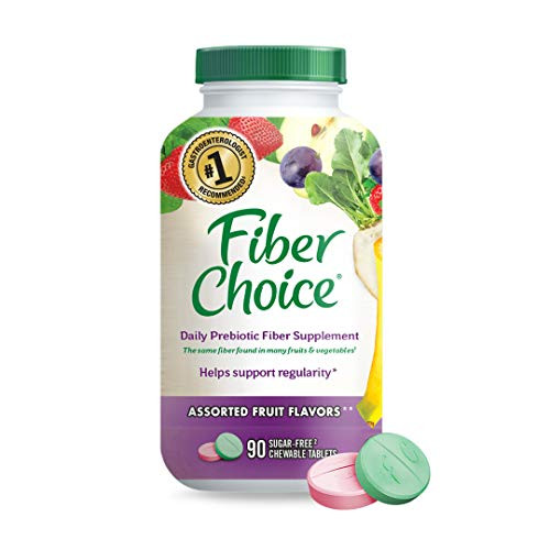 Fiber Choice Daily Prebiotic Fiber Chewable Tablets SugarFree #1 Gastroenterologist Recommended? Helps Support Regularity* Prebiotic Fiber Helps Support Immune Function* 90 Count Assorted Fruit
