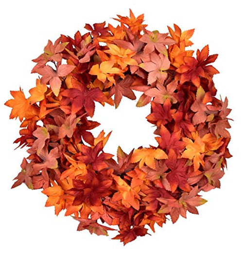 LSKYTOP 20 Artificial Fall Maple Leaves Wreath Front Door Wreath for Fall and Thanksgiving Decoration LSKYTOP 20 Artificial Fall Maple Leaves Wreath Front Door Wreath for Fall and Thanksgiving Decoration