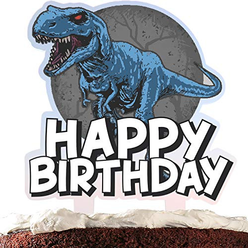 Dinosaur Cake Topper Happy Birthday Scary Dino Jungle Jurassic Theme Acrylic Decor Picks for Baby Shower Birthday Party Decorations Supplies