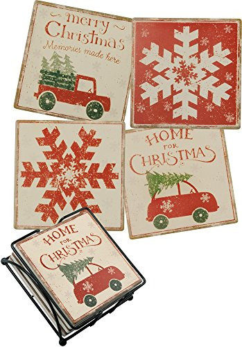 Primitives by Kathy Stone Coasters, Home for Christmas