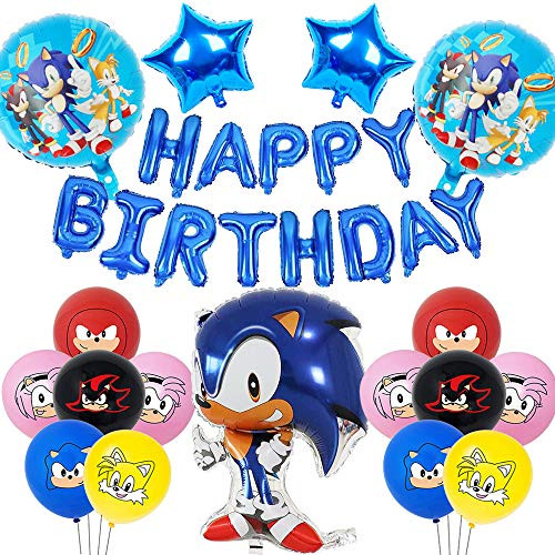 Sonic the Hedgehog Birthday Party Decorations Sonic Happy Birthday Foil Balloon Star Aluminum film latex balloons for Sonic the Hedgehog Kids Baby Shower Childrens Birthday Party Suppliers