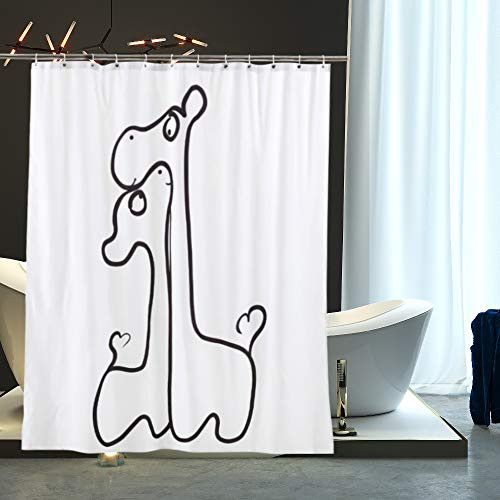 AmazeFan Shower Curtain for Bathroom with 12 Hooks and Polyester Fabric Machine Washable Waterproof Shower Curtains 72x72 Inch Giraffe AmazeFan Shower Curtain for Bathroom with 12 Hooks and Polyester Fabric Machine Washable Waterproof Shower Curtains 72x72 Inch Giraffe