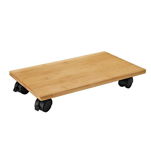 BALANBO CPU Stand PC Cart Computer Bamboo CPU Holder Tower Stand with 4 Caster Rolling Wheels with Wheels Under DeskNatural?