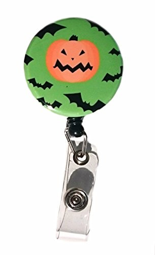 Halloween Pumpkin  Bats Retractable Badge Reel ID Badge Holder