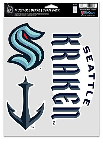 WinCraft NHL Seattle Kraken Decal Multi Use Fan 3 Pack  775 x 55 Inch Sheet