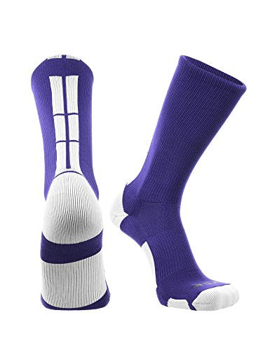 TCK Baseline 30 Athletic Crew Socks PurpleWhite Large