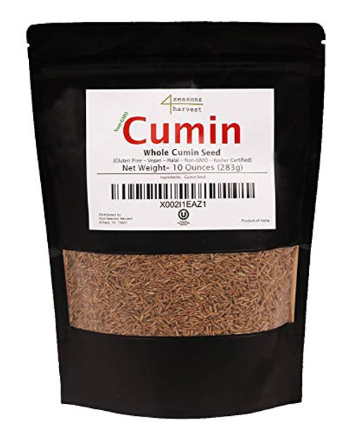 Four Seasons Harvest Cumin Seeds Whole NonGMO Kosher Certified 10 Oz Four Seasons Harvest Cumin Seeds Whole NonGMO Kosher Certified 10 Oz