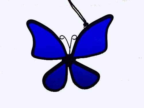 Handcrafted Blue Butterfly Suncatcher Stained Glass Ornament