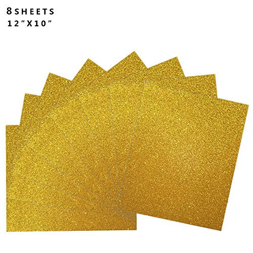 Magical 12x10 HTV Glitter Heat Transfer Vinyl 8 Sheets Gold Bundle Iron On TShirt Vinyl Transfer Sheets  Best HTV Vinyl for Silhouette Cameo Heat Press