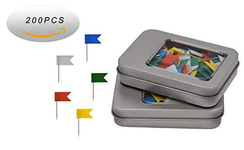 200 Pieces Map Flag Push Pins Tacks Assorted Colors two pack