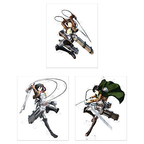 Crystal Watercolor Attack on Titan Poster Prints  Set of 3 8x10 Shingeki no Kyojin Anime Manga Wall Art Decor  Eren Yeager  Mikasa Ackerman  Levi Ackerman