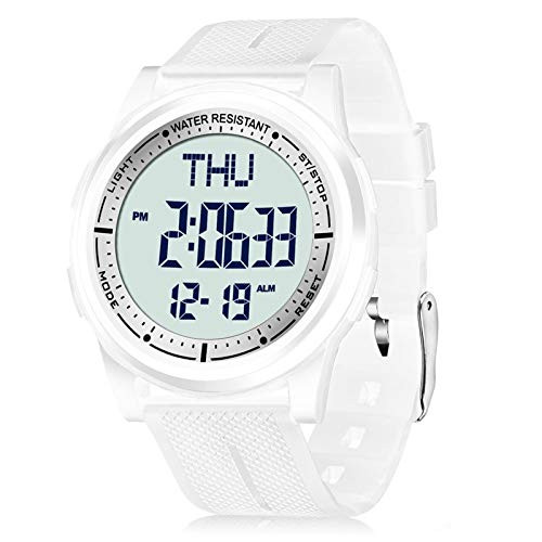 Beeasy Womens Digital Watch Waterproof with Stopwatch Alarm Countdown Timer Dual Time 1224 Hours Thin Digital Wrist Watches for Women White