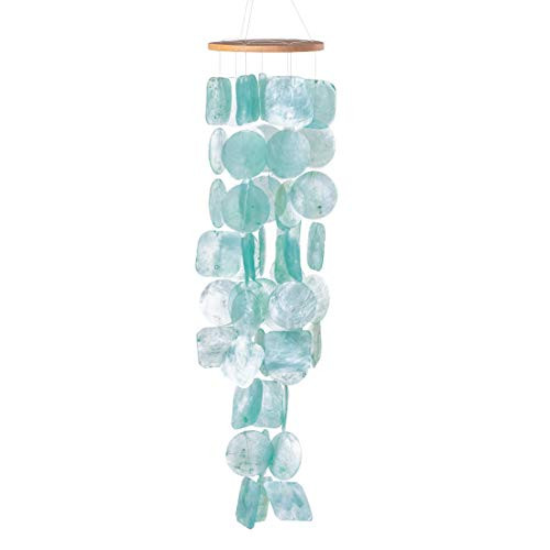 Solange  Frances Windchimes Unique This Capiz Shell Wind Chime is Turquoise and 26 inches Long This Outdoors Windchime is The Perfect Chimes Decor
