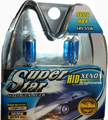 SUPERSTAR 9006 Also Fits HB4 8500k Super White High Performance Long Lasting Halogen Headlight Bulb Xenon and HID Equivalent Pack of 2