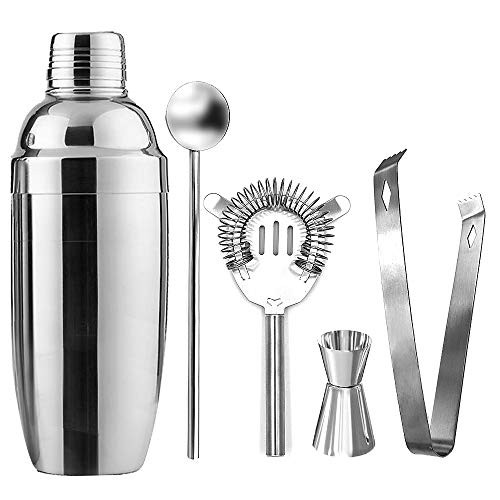 Boston Shaker Premium Cocktail Shaker Bar Tools Set Brushed Stainless Steel Bartender Measuring Kit With Bar Accessories Builtin Strainer Double Jigger Mixing Spoon Ice Tongs Professional Barware