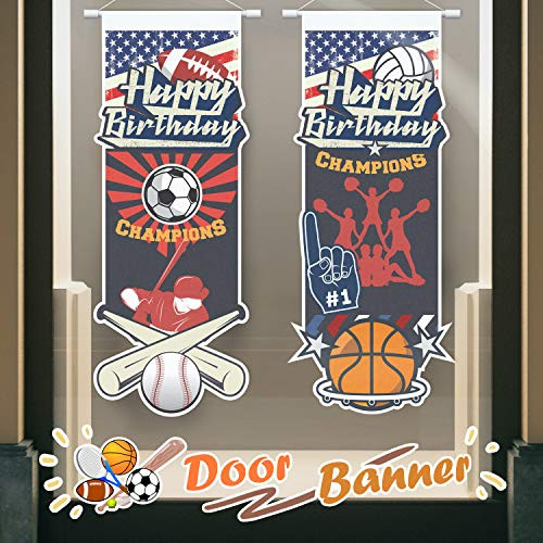 Happy Birthday Door Banner Sports Themed Hanging Yard Porch Sign Party Decorations Supplies