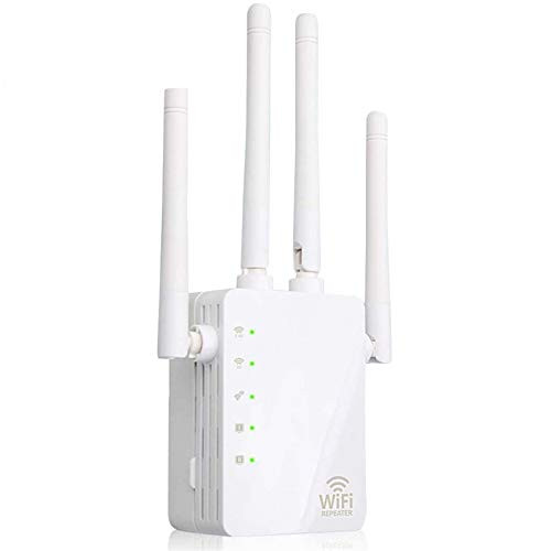 WiFi Range Extender 1200Mbps Wireless Signal Repeater Booster Dual Band 24G and 5G Expander 4 Antennas 360° Full Coverage Extend WiFi Signal to Smart Home  Alexa Devices?CR1200P?