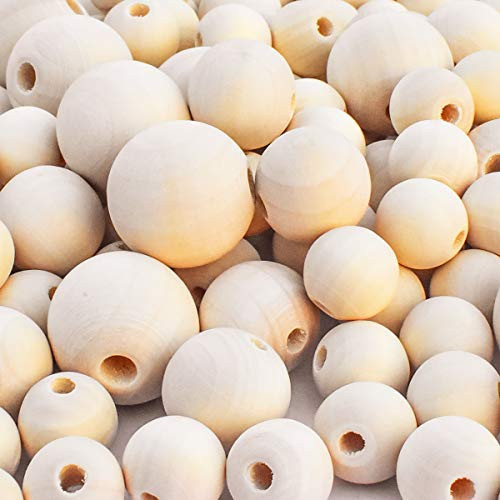 170pcs Natural Wooden Beads for Crafts Loose Solid Wooden Spacer Beads Assorted Round Wood Ball for DIY Handmade Jewelry Making Bracelet Garland Hair 16mm20mm25mm 170pcs Natural Wooden Beads for Crafts Loose Solid Wooden Spacer Beads Assorted Round Wood Ball for DIY Handmade Jewelry Making Bracelet Garland Hair 16mm20mm25mm