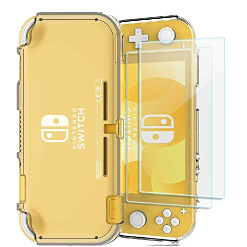 Protective Clear Case for Nintendo Switch Lite with 2 Pack Tempered Glass Screen Protectors Hard Clear Case AntiScratch Protective Case for Switch Lite Clear