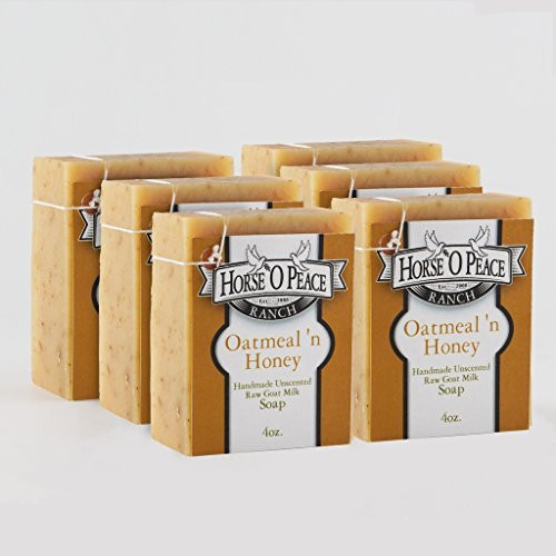 Handmade 100 Raw Goat Milk Oatmeal n Honey Soap 45ozBar 6 Pack