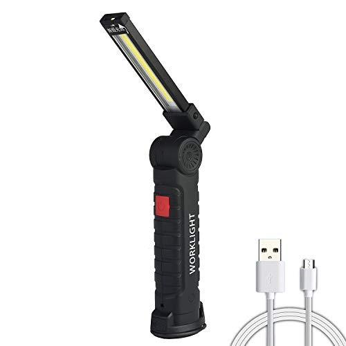 COB LED Work Light YOUYOUTE USB Rechargeable Pocket LED Light COB Lamp 360°Rotate 5 Lighting Modes  Magnetic Base and Swivel Hook WaterResistant Inspection Work Light Portable Torch Light LS L