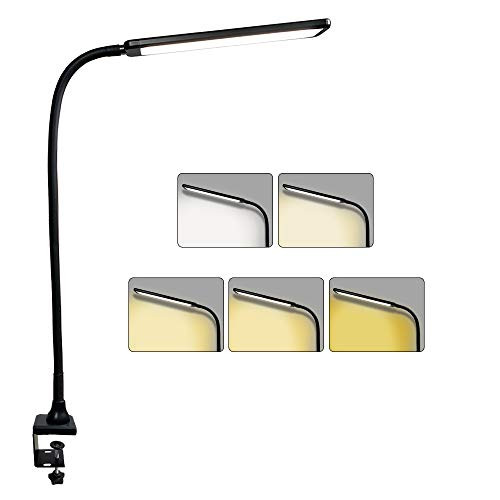 Swing Arm LED Desk Lamp ADDIE Flexible Gooseneck Architect Table Lamp with Clamp 1000 Lumens Super Bright with 5 Lighting Modes and 5 Brightness Levels Touch Control Eyecaring Office Lamp  Black