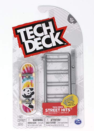 Mini Fingerboards TD Street Hits Bike Rack and Enjoi Skateboards Panda Negative Space Tie Dye Complete Deck