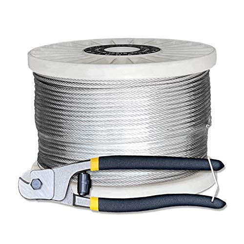 Fayevorite 200 Feet 18 Stainless Steel Wire Rope Aircraft Cable for Deck Cable Railing Kit DIY Balustrade Handrail Cable T316 Marine Grade 7x7 Strands Construction