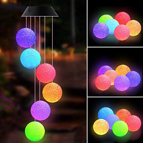 SIEBIRD Crystal Ball Solar Wind Chimes Outdoor Waterproof LED Solar Powered Wind Chimes Lights Garden Hanging Lamp Color Changing Mobile Romantic Wind Chime Light for Home Patio Yard Garden Decor