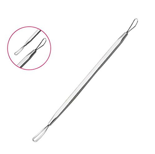 erioctry Professional Stainless Blackheads Whiteheads Remover Facial ToolFlat and Round Wired Ends Acne Pimple Comedone Extractors