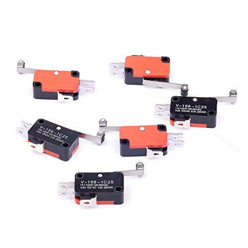 Cylewet 6Pcs V1561C25 Micro Limit Switch Long Hinge Roller Momentary SPDT Snap Action for Arduino Pack of 6 CYT1046