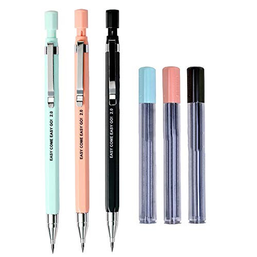 3pcs 20 mm Mechanical Pencil with 18pcs Lead Refills Cute Automatic Pencils for Draft Drawing Writing Crafting Art Sketching Student Gift Office School Supplies Korean Stationery Random Color