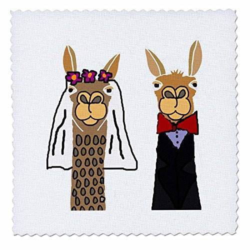 3dRose qs_255713_1 Funny Cute Llama Bride and Groom Wedding Art Quilt Square, 10 x 10, Clear 3dRose qs_255713_1 Funny Cute Llama Bride and Groom Wedding Art Quilt Square, 10 x 10, Clear