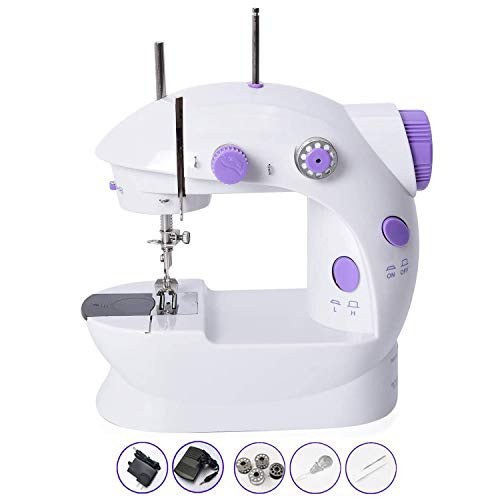 Mini Sewing Machine Portable Electric Sewing Machine  Double Threads and Two Speeds Crafting Mending Machine for Household Travel Kids Beginners