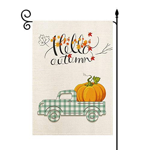 YaoChong Hello Autumn Pumpkin Blue Buffalo Check Truck Garden Flag Vertical Double Sized 125 x 18 InchSeasonal Farmhouse Summer Autumn Fall Burlap Yard Outdoor Decor YaoChong Hello Autumn Pumpkin Blue Buffalo Check Truck Garden Flag Vertical Double Sized 125 x 18 InchSeasonal Farmhouse Summer Autumn Fall Burlap Yard Outdoor Decor