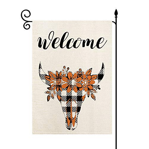 YaoChong Welcome Cattle Autumn Fall Flower Buffalo Check Plaid Garden Flag Vertical Double SizedSummer Autumn Seasonal Farmhouse Burlap Yard Outdoor Decor 125 x 18 Inch YaoChong Welcome Cattle Autumn Fall Flower Buffalo Check Plaid Garden Flag Vertical Double SizedSummer Autumn Seasonal Farmhouse Burlap Yard Outdoor Decor 125 x 18 Inch