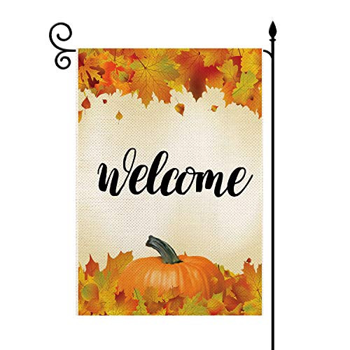 YaoChong Welcome Autumn Pumpkin and Fall Maple Leaves Garden Flag Vertical Double Sized 125 x 18 InchSeasonal Farmhouse Summer Autumn Fall Holiday Burlap Yard Outdoor Decor YaoChong Welcome Autumn Pumpkin and Fall Maple Leaves Garden Flag Vertical Double Sized 125 x 18 InchSeasonal Farmhouse Summer Autumn Fall Holiday Burlap Yard Outdoor Decor