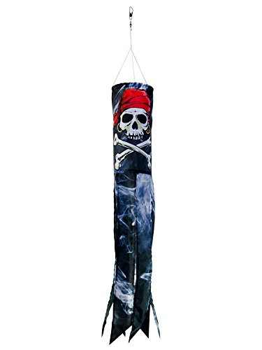 In the Breeze Smokin Pirate 30 inch Windsock  Printed Hanging Decoration  Outdoor Pirate Decor
