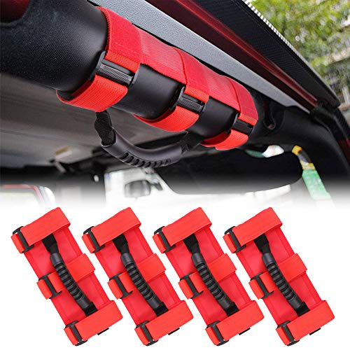 4 x Roll Bar Grab Handles Grip Handle for Jeep Wrangler CJ YJ TJ JK JK JL JLU JT Sports Sahara Freedom Rubicon  Unlimited 19552020Red