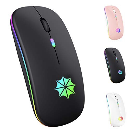 Bluetooth for MacBook Air iPad Pro Laptop Bluetooth Mouse Mac Bluetooth Mouse for MacBook Pro iPad pro Chromebook Desktop Computer Windows PC LED Bluetooth 5124G Mouse Black
