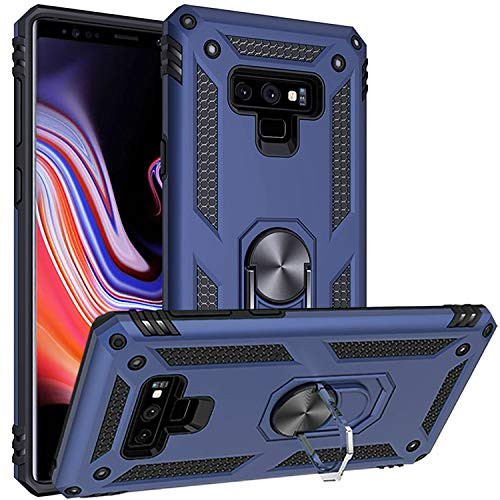 Fetrim Galaxy Note 9 case Dual Layer Shockproof Protective Phone Case with Rotation Ring Kickstand for Samsung Galaxy Note 9 Navy Blue