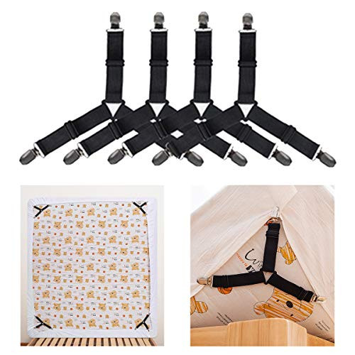 Bed Sheet Holder Straps Triangle Adjustable Elastic Mattress Corner Clips Fitted Bed Sheet Fastener Heavy Duty Suspenders Grippers for Bedding Sheets Sofa Cushion Mattress Covers Bed Sheet Holder Straps Triangle Adjustable Elastic Mattress Corner Clips Fitted Bed Sheet Fastener Heavy Duty Suspenders Grippers for Bedding Sheets Sofa Cushion Mattress Covers